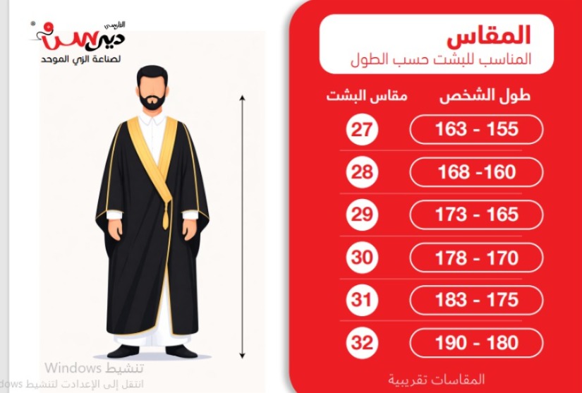 دليل مقاسات مشلح تخرج الادارة العامة لتدريب التقني والمهني مع الشعار